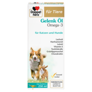 Abbildung der Produktverpackung Doppelherz für Tiere Gelenk Öl Omega-3 für Katzen und Hunde Frontansicht